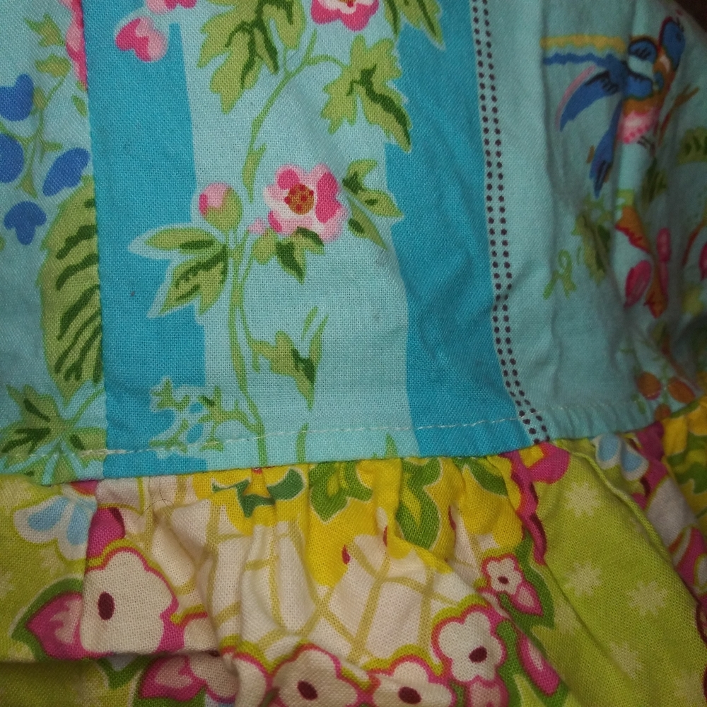 3/$18 Pish Posh Girls Cottagecore Style Patchwork Floral Ruffled Hem Dress - Picture 6 of 11